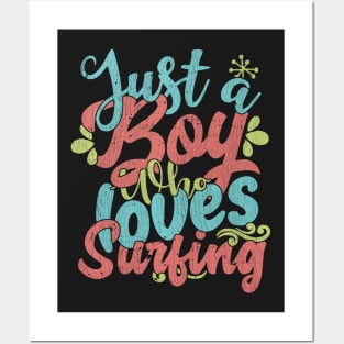 Just A Boy Who Loves Surfing Gift graphic Posters and Art